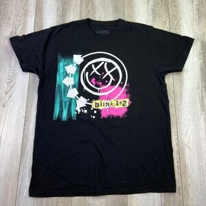 Blink-182 Shirt Mens Large Black Short Sleeve Logo Music Band Tour Rock Men